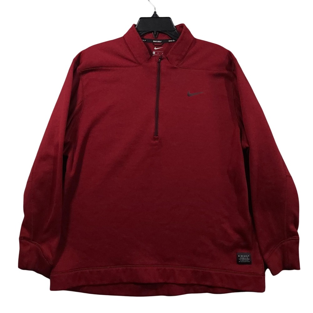 Nike Golf Sweatshirt Mens XL Red Fleece 1/4 Zip Mock Neck‎ Pullover 932350-653